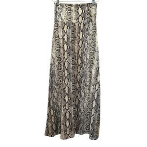 Python Snake Print A-Line Maxi Skirt Small Flowing Pull On Stretch Waist  NEW